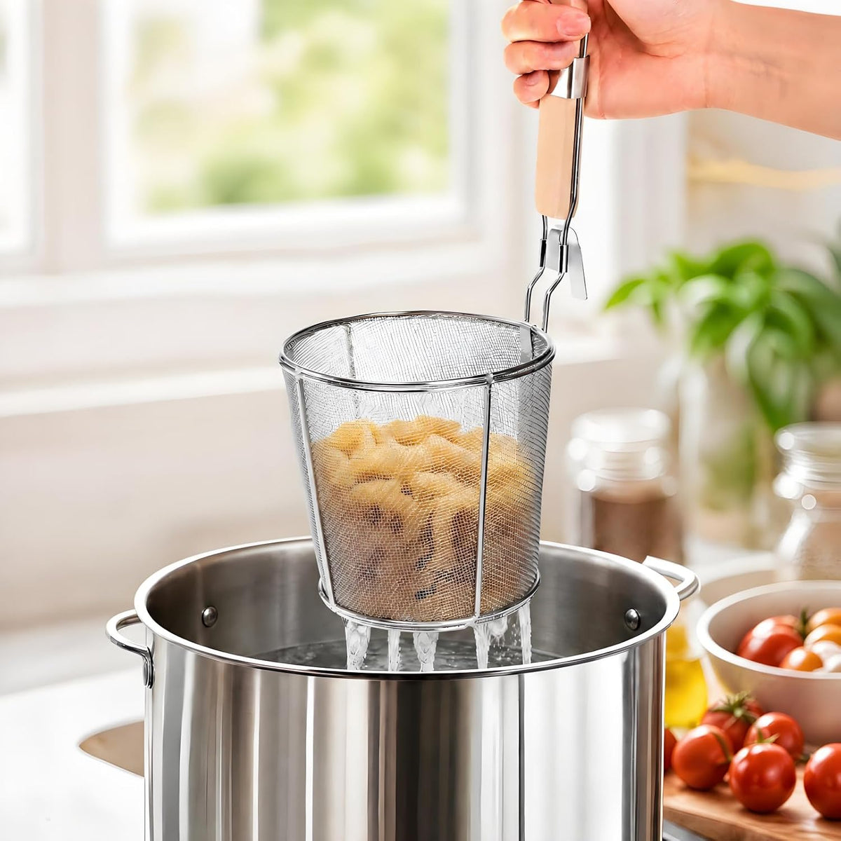 ZAVOOS 2 Pack Stainless Steel Pasta Strainer Basket, 5.3''D x 5.1''H