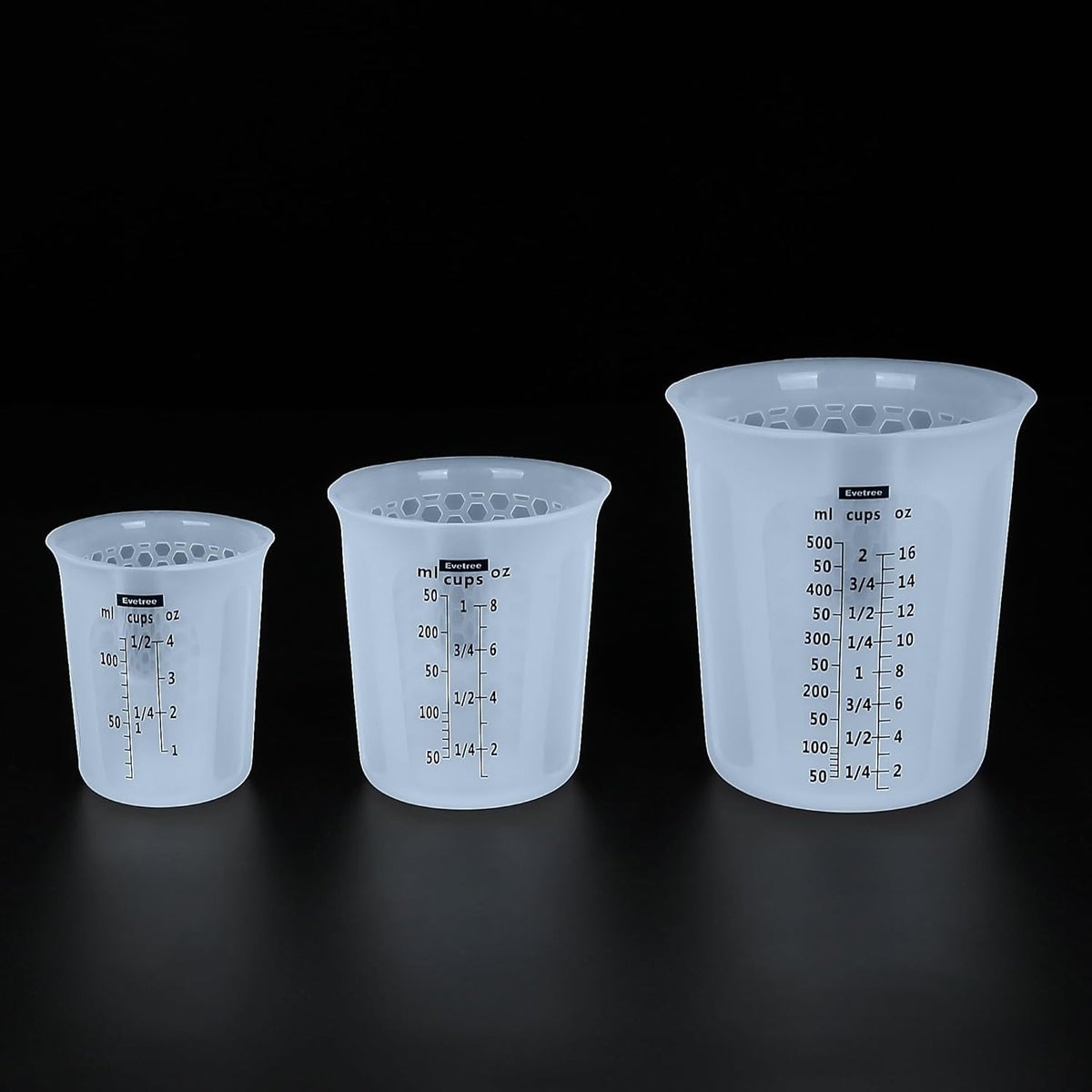 Silicone Measuring Cup Set for Cooking | Non-Slip Melting Cups Flexible Pour Cup for Butter, Chocolate, Water, 1/2 Cup&1 Cup&2 Cup