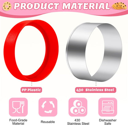Round Circle Cookie Cutter 5 Pcs | Biscuit Cutters, Sandwich Cutter, Stainless Steel & PP Plastic, 5 Different Sizes, for Baking Donut English Muffin Scones