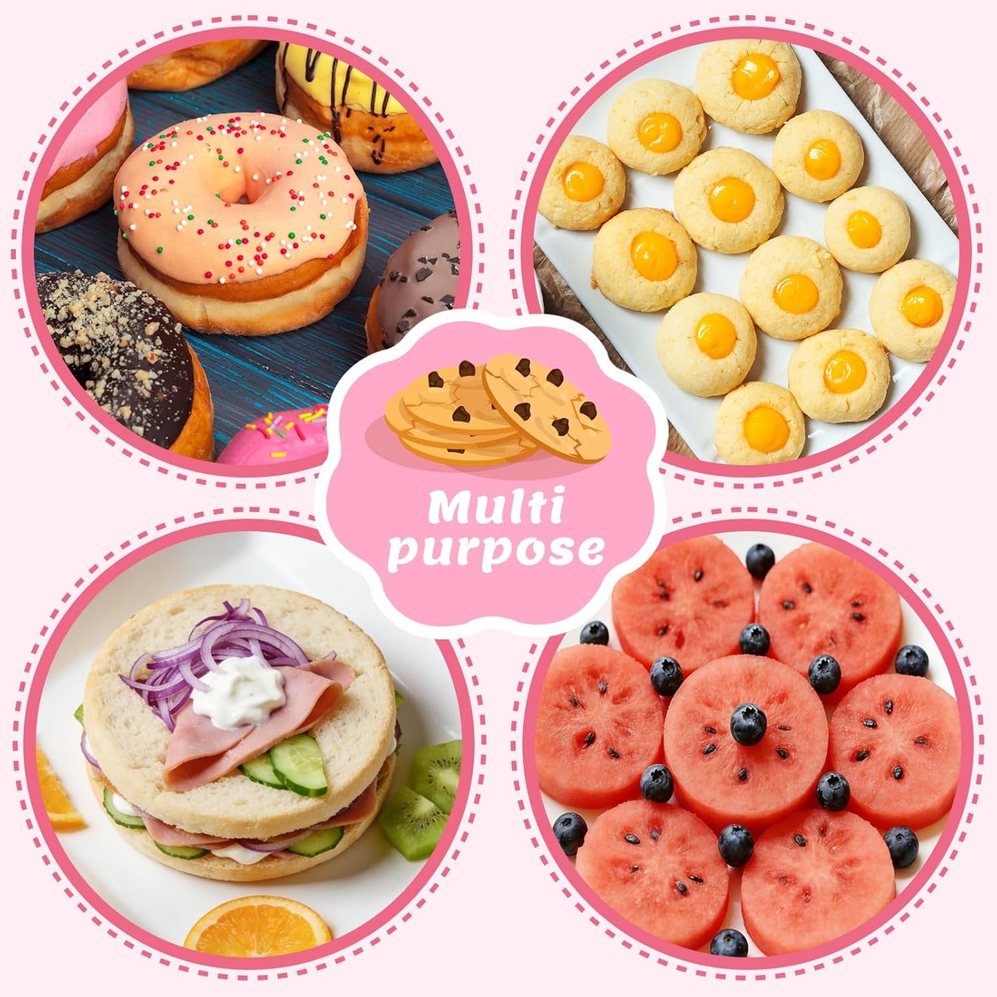 Round Circle Cookie Cutter 5 Pcs | Biscuit Cutters, Sandwich Cutter, Stainless Steel & PP Plastic, 5 Different Sizes, for Baking Donut English Muffin Scones