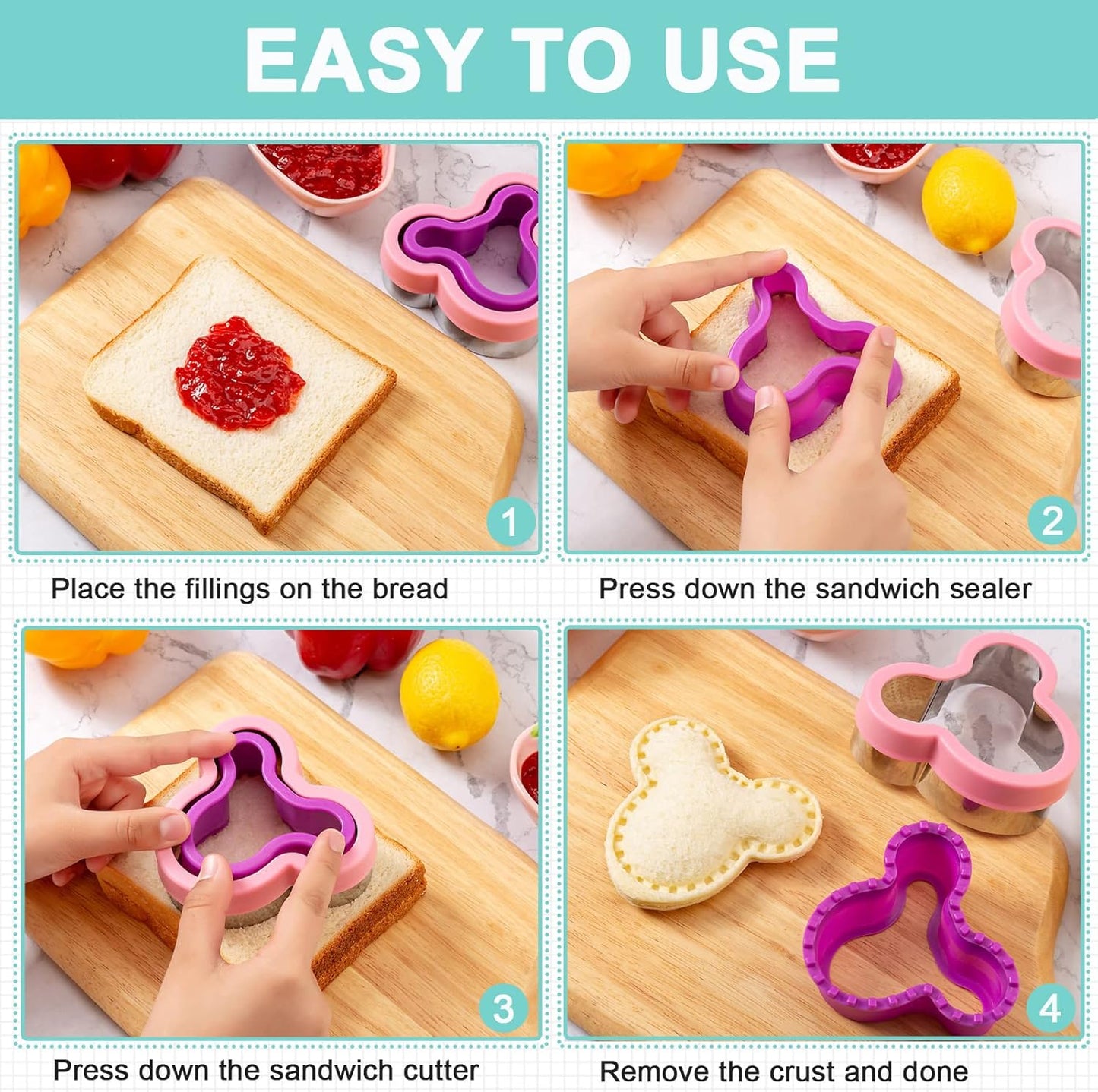 Round Circle Cookie Cutter 5 Pcs | Biscuit Cutters, Sandwich Cutter, Stainless Steel & PP Plastic, 5 Different Sizes, for Baking Donut English Muffin Scones