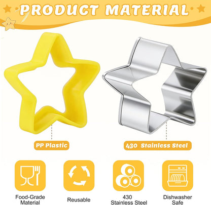 Round Circle Cookie Cutter 5 Pcs | Biscuit Cutters, Sandwich Cutter, Stainless Steel & PP Plastic, 5 Different Sizes, for Baking Donut English Muffin Scones
