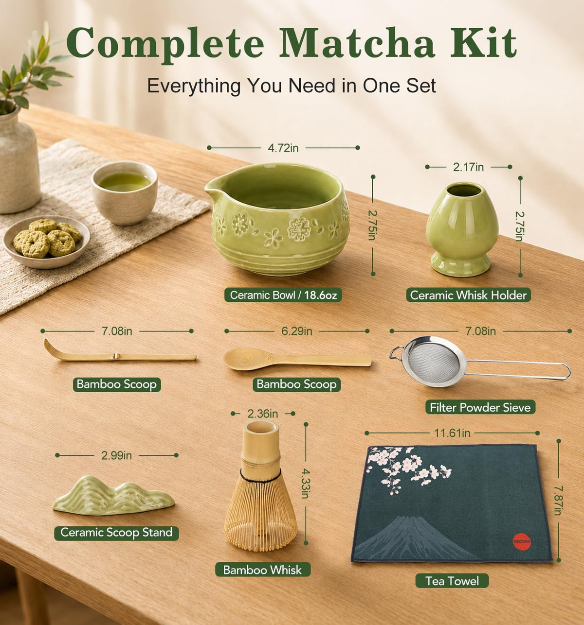 Matcha Whisk Set, Ceramic Matcha Kit for Beginners & Tea Lovers