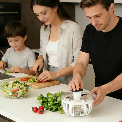 6.3 QT Salad Spinner with Fully Removable Lid, Large Lettuce Dryer with One-Hand Press Pump, Instant Stop Brake Button and Retractable Handle, Vegetable Washer & Spinner for Greens and Herbs
