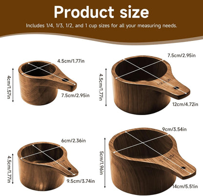 Wooden Measuring Cups and Spoons Set - Eco-Friendly Solid Acacia Wood, Laser Engraved Measurements, Perfect for Baking & Cooking - Ideal for Bakers, Chefs & Home Cooks（brown）