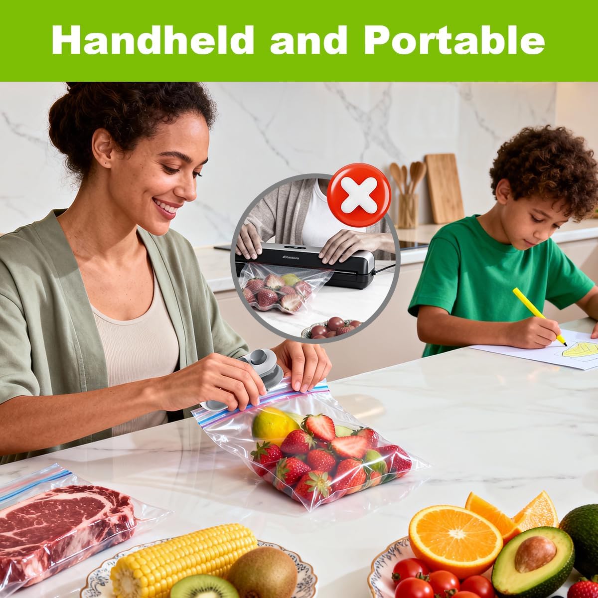 2in1 Mini Bag Sealer With Cutter,Handheld Chip Bag Sealer | Mini Bag Sealer With Cutter And Magnet,Heat Seal , Portable Handheld plastic bag sealer