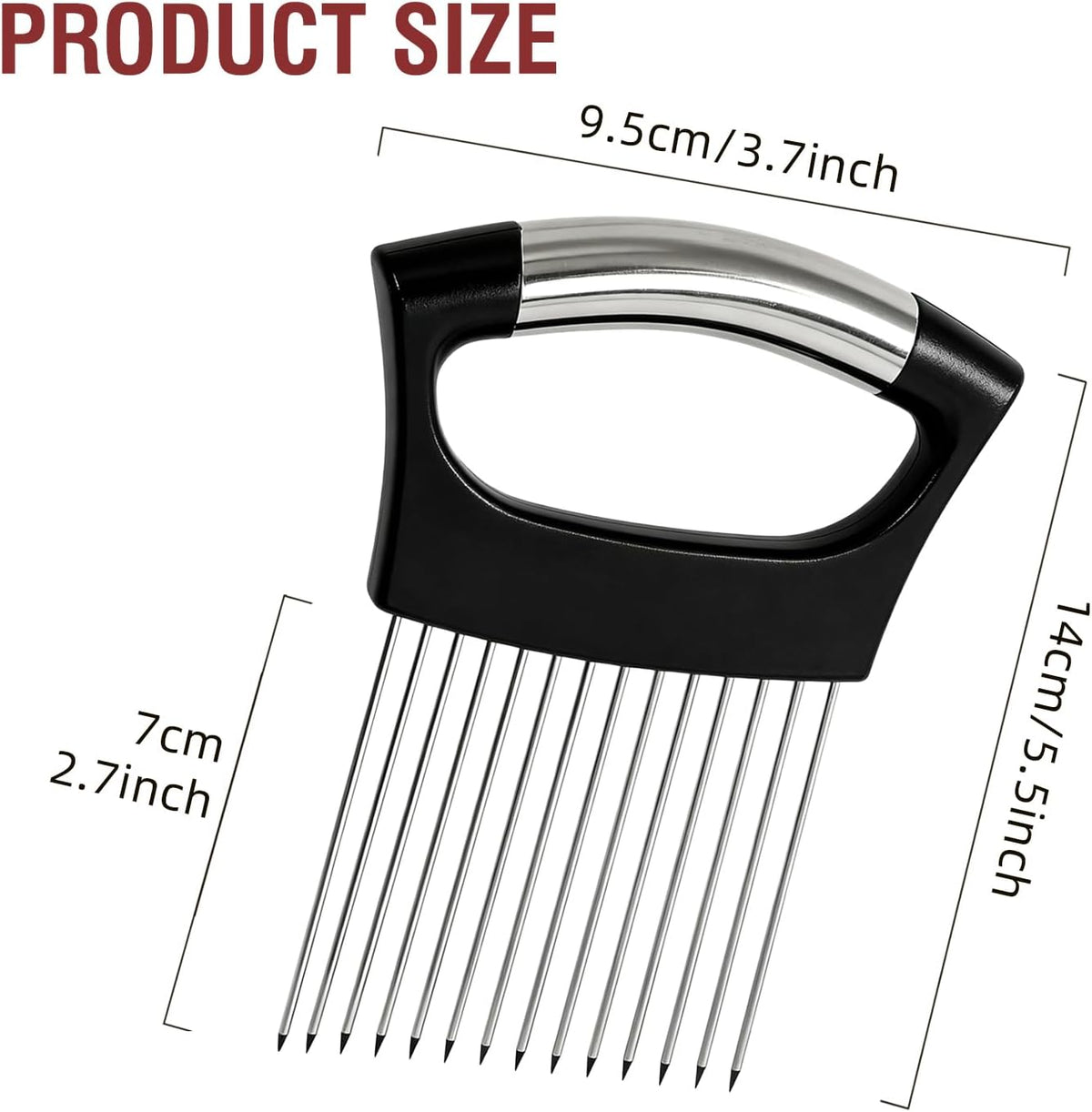 Extra-Large Onion Holder for Slicing, Onion Cutter Vegetable Chopper, Extra-Large Tomato Slicer with 16 Long Needles, Stainless Steel Tomato Potato Slicer, Meat and Food Slicing