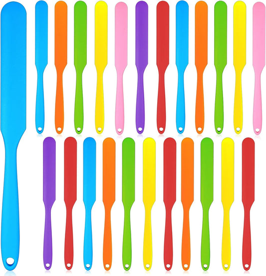 24 Pcs Silicone Spatulas Set Icing Spatula Heat Resistant Spatula Silicone Flexible Non Stick Jam Scraper with Handle Mixing Batter Scraper for Butter Cake Cream Icing Cooking Kitchen Baking