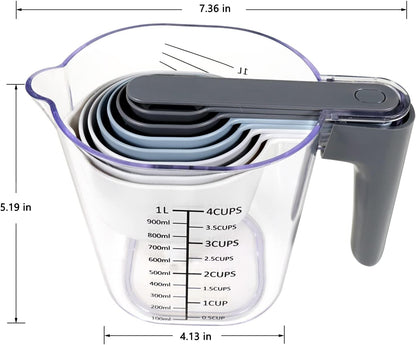 Stackable Measuring Cups and Spoons Set with Lids