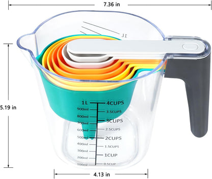 Stackable Measuring Cups and Spoons Set with Lids