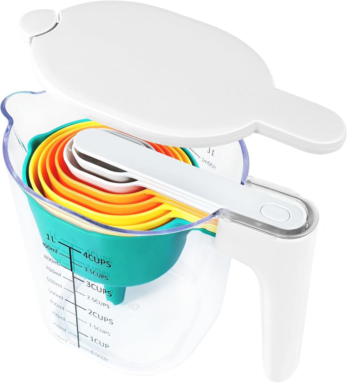 Stackable Measuring Cups and Spoons Set with Lids
