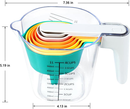 Stackable Measuring Cups and Spoons Set with Lids