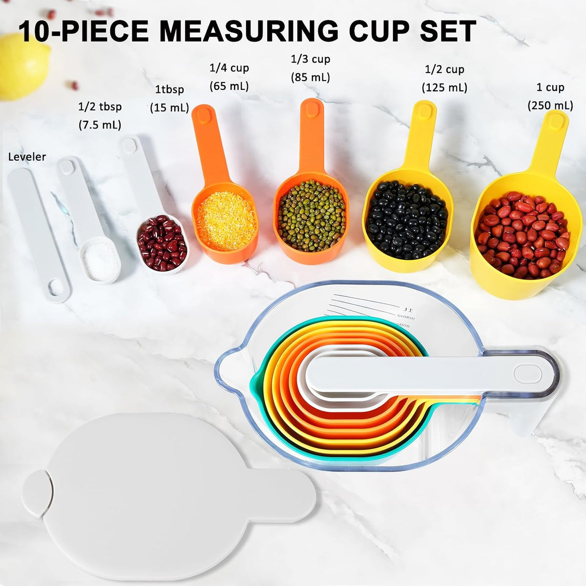 Stackable Measuring Cups and Spoons Set with Lids