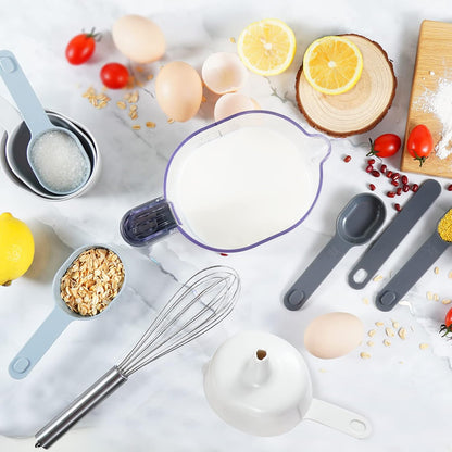 Stackable Measuring Cups and Spoons Set with Lids