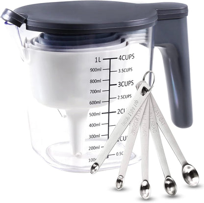 Stackable Measuring Cups and Spoons Set with Lids