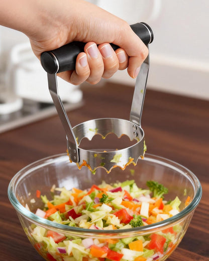 Serrated Hand Chopper for Kitchen, Metal Food Chopper Manual Hand