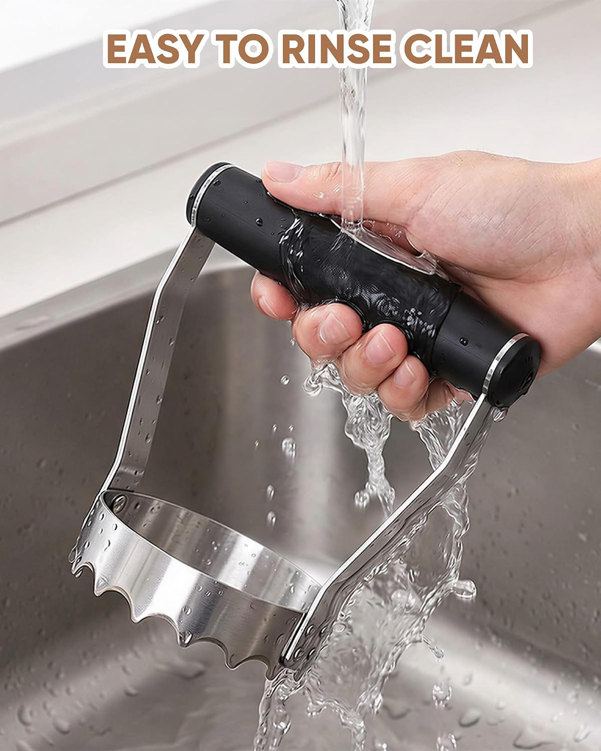 Serrated Hand Chopper for Kitchen, Metal Food Chopper Manual Hand