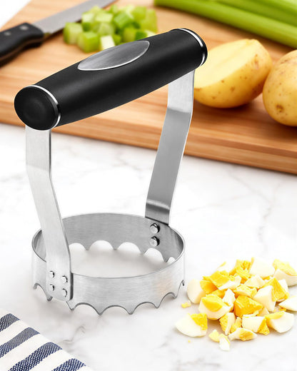 Serrated Hand Chopper for Kitchen, Metal Food Chopper Manual Hand