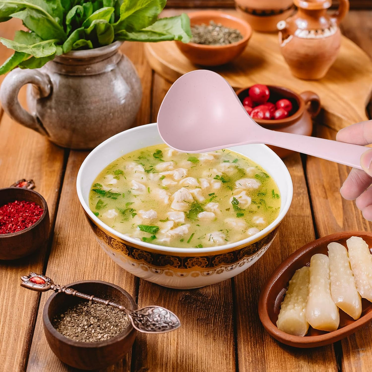 4Pcs Small Soup Spoon PP Ladle Spoon Cooking and Serving Spoons Soup Ladle Spoons Seamless for Cooking Heat Resistant Kitchen for Sauce Chili Gravy Canning Pouring