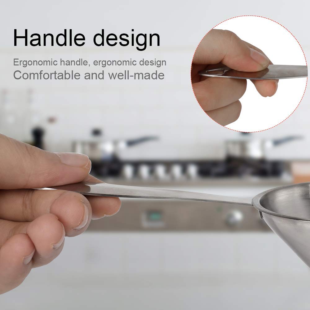 Stainless Steel Funnel, 3PCS Kitchen Funnels for Filling Bottles Set, Large Food Grade Metal Funnel with 3pcs Removable Strainer, 2pcs Brushes, Funnels for Kitchen Use, Bottle Funnel for Liquid