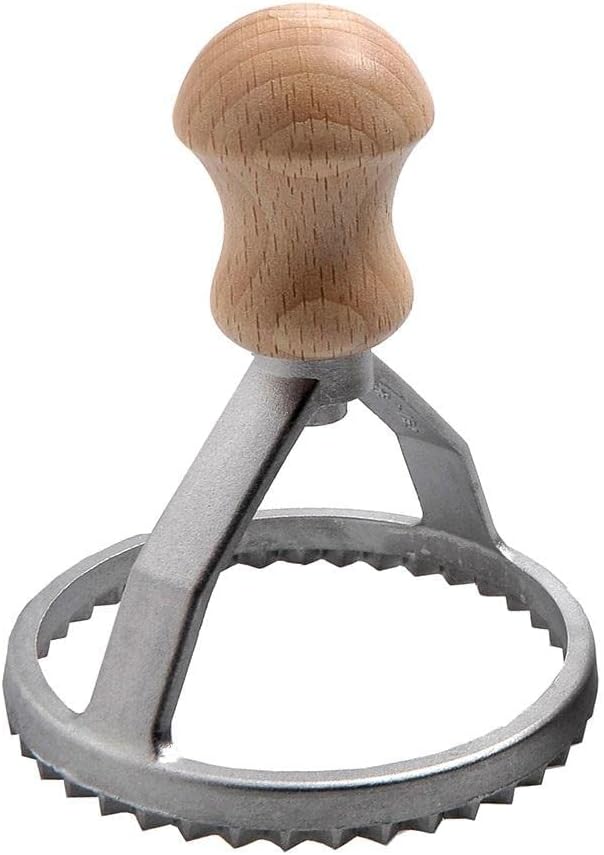 Aluminum Round Ravioli Stamp with Beechwood Handle, 3-Inch
