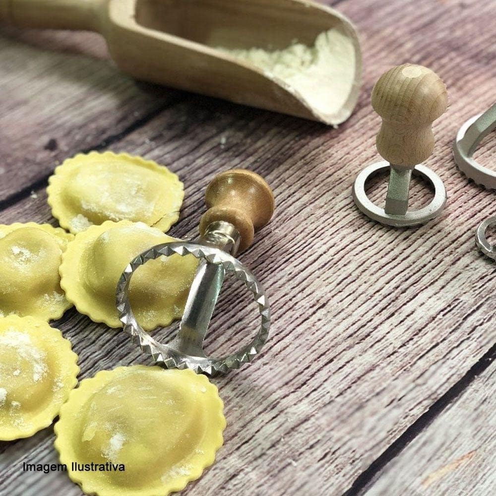 Aluminum Round Ravioli Stamp with Beechwood Handle, 3-Inch
