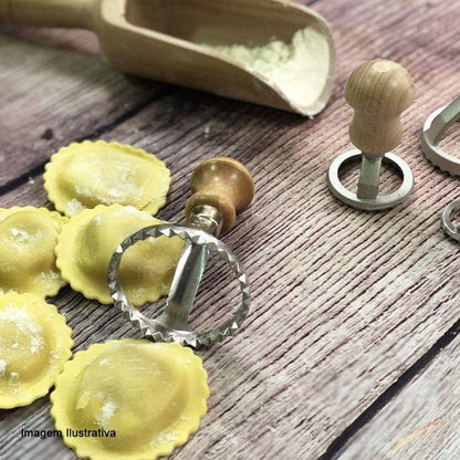 Aluminum Round Ravioli Stamp with Beechwood Handle, 3-Inch