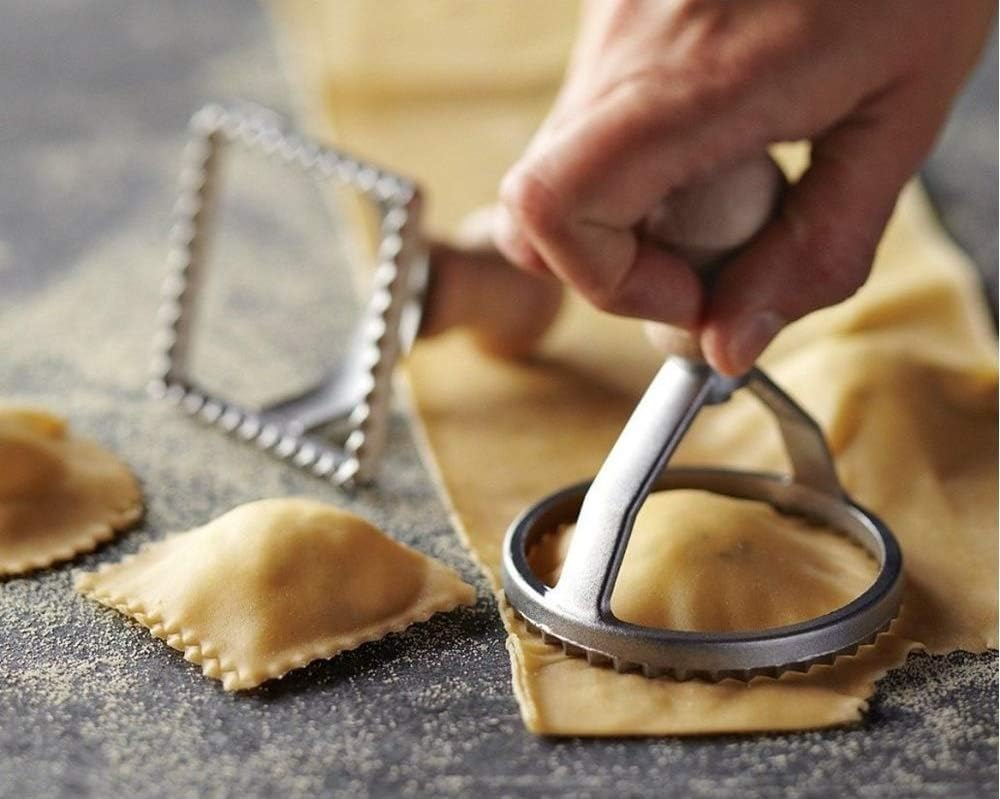 Aluminum Round Ravioli Stamp with Beechwood Handle, 3-Inch