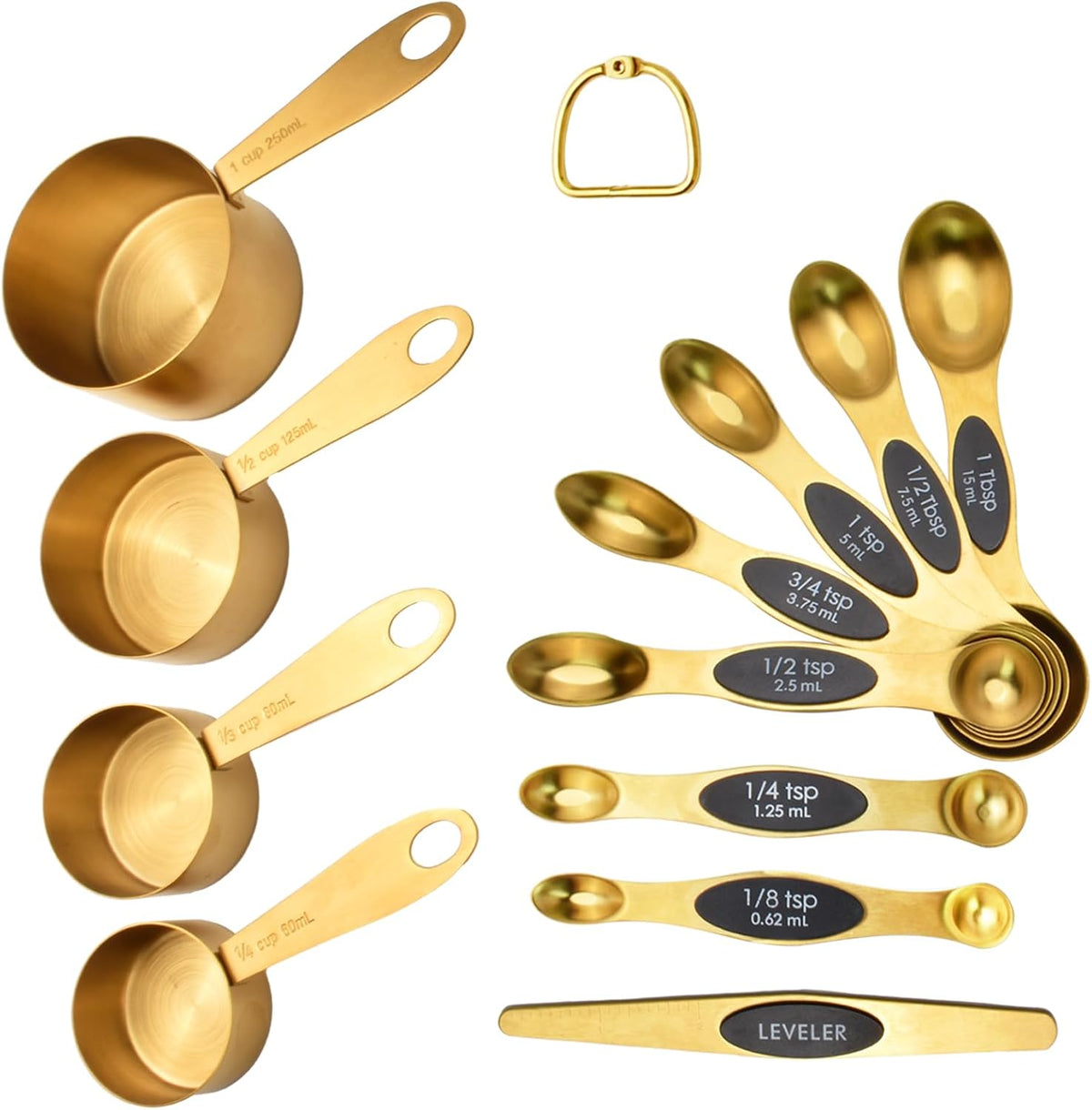 Gold Magnetic Measuring Cups and Spoons Set with Leveler