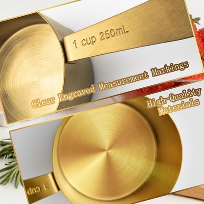Gold Magnetic Measuring Cups and Spoons Set with Leveler