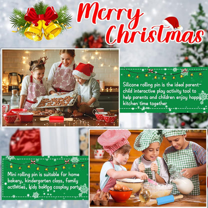 10 Pcs 9 Inch Mini Rolling Pins Kids with Wooden Handle, 5 Colors Silicone Non-stick Small Dough Roller for Kids, Home Kitchen Baking Supplies for Cookie Pastry Fondant Cake