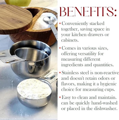 Stainless Steel Measuring Cups Set of 6, Nesting Design