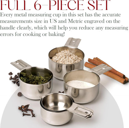 Stainless Steel Measuring Cups Set of 6, Nesting Design