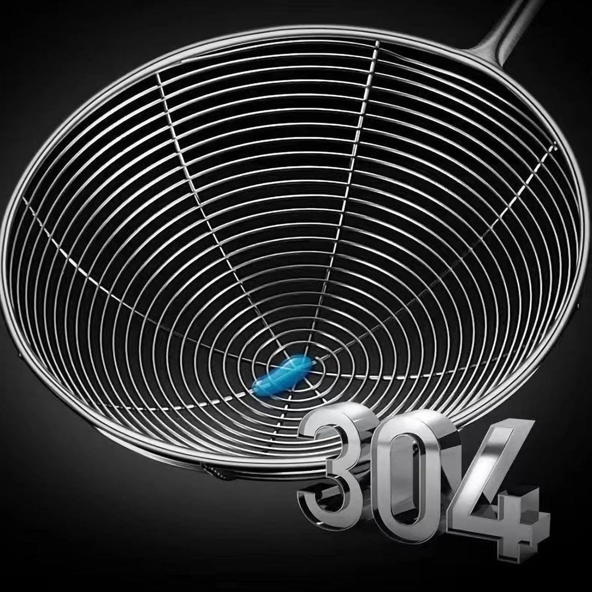 Spider Strainer Skimmer Spoon - 5.4 Inch Stainless Steel Mesh & Wooden Handle - for Deep Frying, Pasta, Stir Fry, Hot Pot, Tempura - Easy Drain Kitchen Utensil