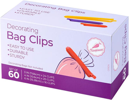 Decorating/Icing Bag Sealing Clips, 60 Pack, Multipurpose for Food and Snack Storage, 3inch, 4inch and 6inch long | Multipurpose for Food and Snack Storage