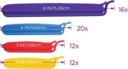 Decorating/Icing Bag Sealing Clips, 60 Pack, Multipurpose for Food and Snack Storage, 3inch, 4inch and 6inch long | Multipurpose for Food and Snack Storage