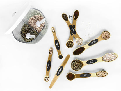 Magnetic Measuring Spoons Set Stainless Steel with Leveler, 8pcs Multicolors Measuring Cups Set for Baking, Measuring Cups and Spoon Set Kitchen Gadgets Apartment Essentials Fits in Spice Jars