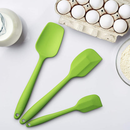 3-Piece Silicone Spatula Set, 600°F Heat Resistant, Black | Stainless Steel Core, Silicone Rubber Spatulas for Nonstick Pans, Spatula, Spoonula and Mini Spatula for Cooking and Baking