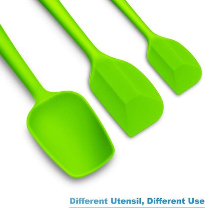 3-Piece Silicone Spatula Set, 600°F Heat Resistant, Black | Stainless Steel Core, Silicone Rubber Spatulas for Nonstick Pans, Spatula, Spoonula and Mini Spatula for Cooking and Baking