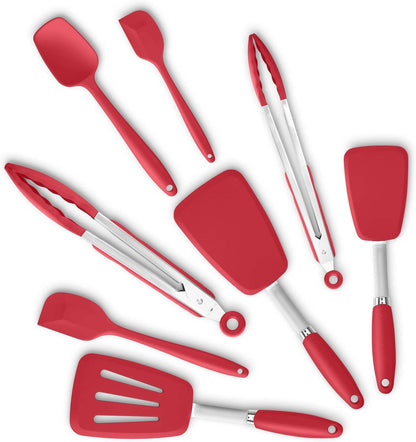 3-Piece Silicone Spatula Set, 600°F Heat Resistant, Black | Stainless Steel Core, Silicone Rubber Spatulas for Nonstick Pans, Spatula, Spoonula and Mini Spatula for Cooking and Baking