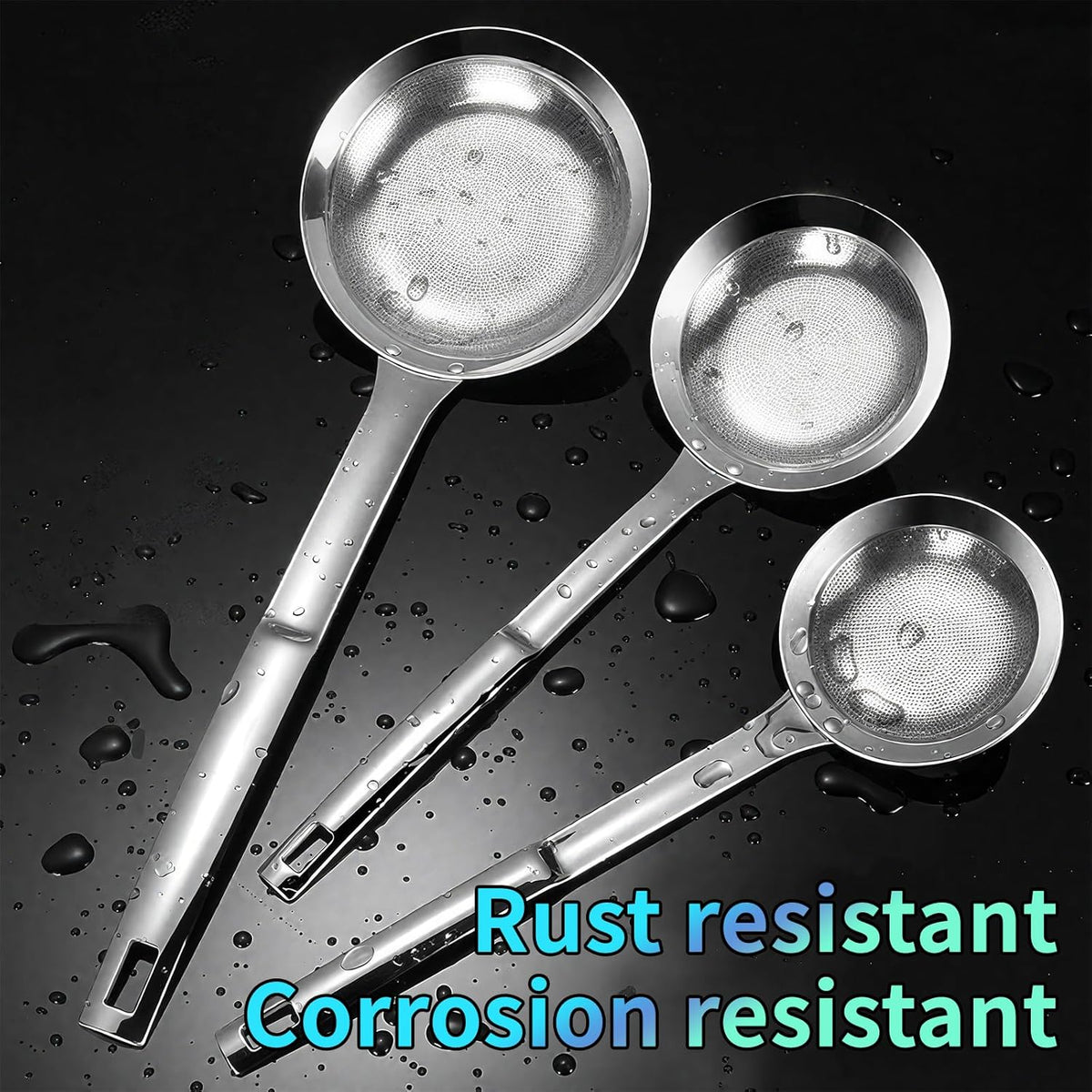 Multi-functional Hot Pot Fat Skimmer Spoon - Stainless Steel Fine Mesh Food Strainer for Skimming Grease and Foam DIA 3.1"