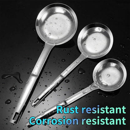 Multi-functional Hot Pot Fat Skimmer Spoon - Stainless Steel Fine Mesh Food Strainer for Skimming Grease and Foam DIA 3.1"