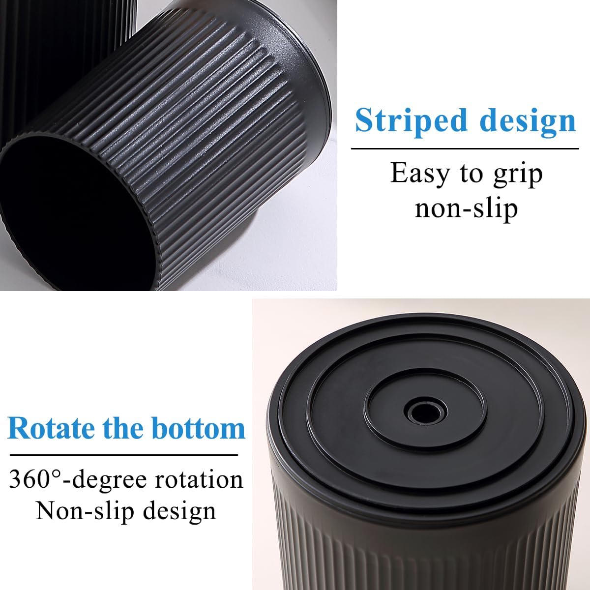 Cooking Utensils Holder 2pcs, 360° Rotating Heavy Duty Plastic Kitchen Utensil Holder for Countertop, The Small Utensil Crock for Cutlery Silverware, Tooth Brush, Desk Pencil Pen