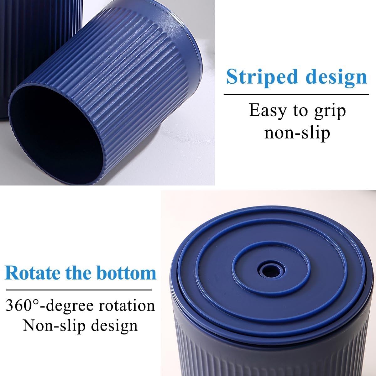 Cooking Utensils Holder 2pcs, 360° Rotating Heavy Duty Plastic Kitchen Utensil Holder for Countertop, The Small Utensil Crock for Cutlery Silverware, Tooth Brush, Desk Pencil Pen