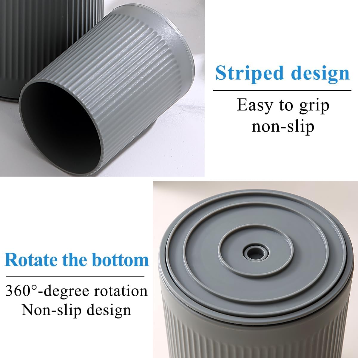 Cooking Utensils Holder 2pcs, 360° Rotating Heavy Duty Plastic Kitchen Utensil Holder for Countertop, The Small Utensil Crock for Cutlery Silverware, Tooth Brush, Desk Pencil Pen