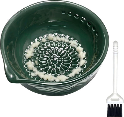Ceramic Grater Bowl with Herb Stripper, Garlic Ginger Grinder
