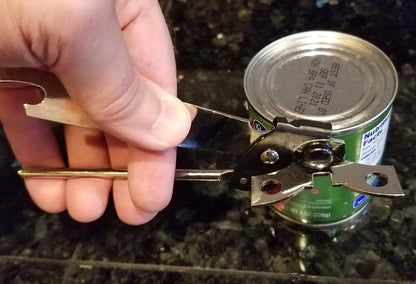 Classic Compact Hand Held Metal Manual Can Opener with Built-In Bottle Top Remover (1)