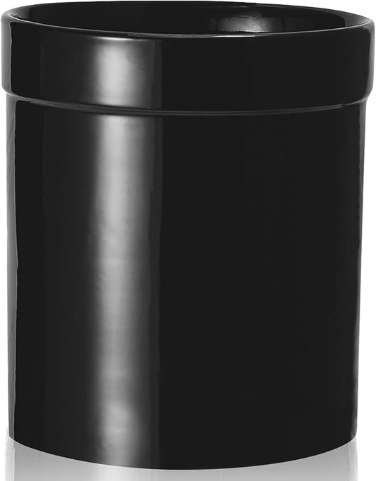 Ceramic Utensil Holder, Large Kitchen Crock Pure Black | Utensil Crock Large Utensils Holder for Kitchen Decor, Cooking Tool Utensils Caddy for Countertop