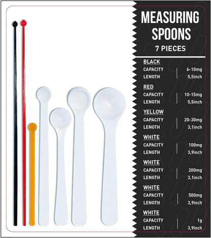 Dosing spoon | milligram measuring spoons set of 7 | exact dosing from 6 mg to 1g | mg measuring spoons for powder
