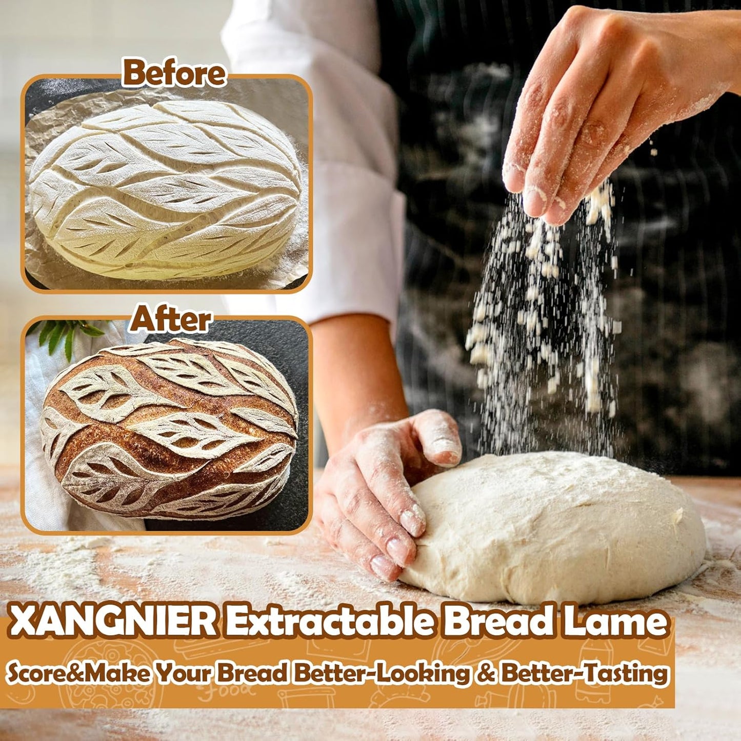 Extractable & Magnetic Bread Lame Dough Scoring Tool,Sourdough Scoring Tools,Bread Dough Cutter Slashing Razor Tool,5 Razor Blades,Bread Baking & Making Tools Supplies Accessories